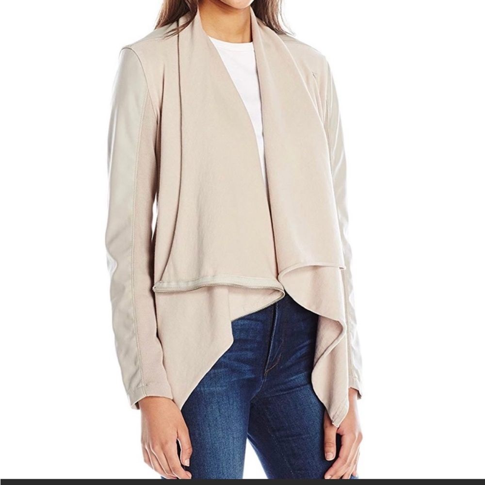 BLANK NYC Faux leather and fabric jacket asymmetrical